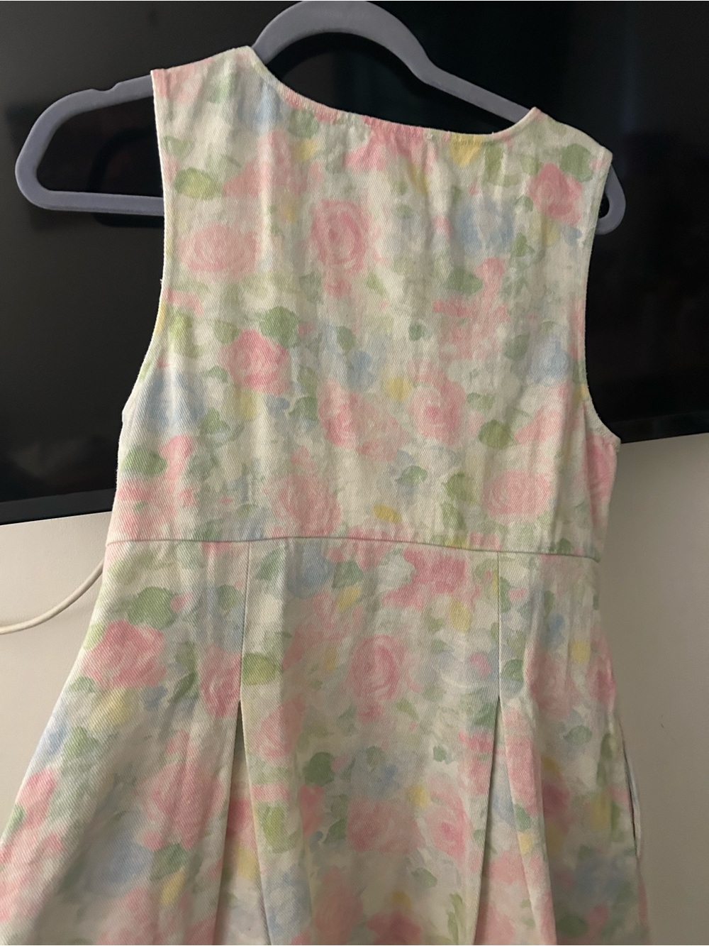 Pastel Floral Sleeveless Dress - Pink & Green